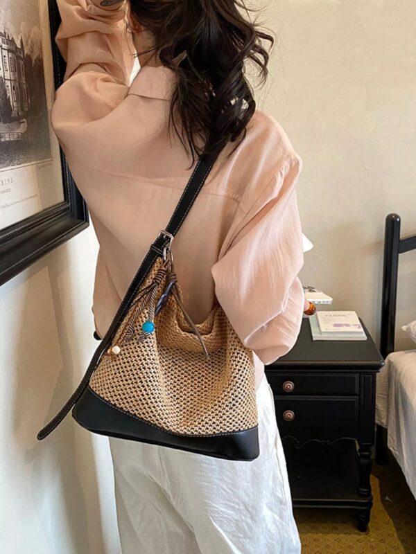 4b79ff20-f566-4991-8115-02bda52c137a-Max-Origin.jpg Leather Trim Woven Shoulder Bag